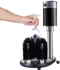 Gewerbliche Gläserreinigungsmaschine, 240 W, Edelstahl, Transparent, Gläserspülmaschine, Standpoliermaschine mit 5 Bürsten