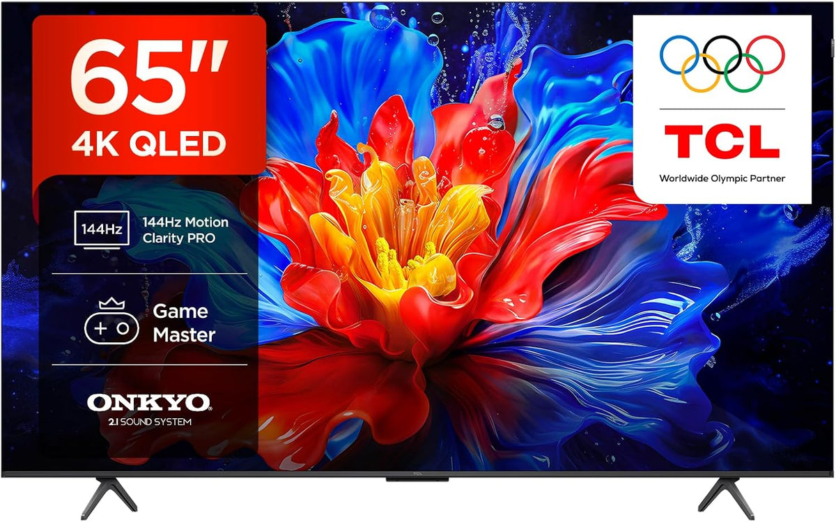 TCL Fernseher, 65 Zoll, Schwarz, 65P8K QLED 4K HDR UHD, Smart Google TV (Dolby Vision & Atmos, 144 Hz Motion Clarity Pro