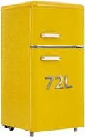 Retro Kühlschrank, 46*45*89 cm, 72 Liter, 21 Liter, Gelb, Doppeltür-, (mit Gefriervolumen), 120 kWh/Jahr, LED-Licht
