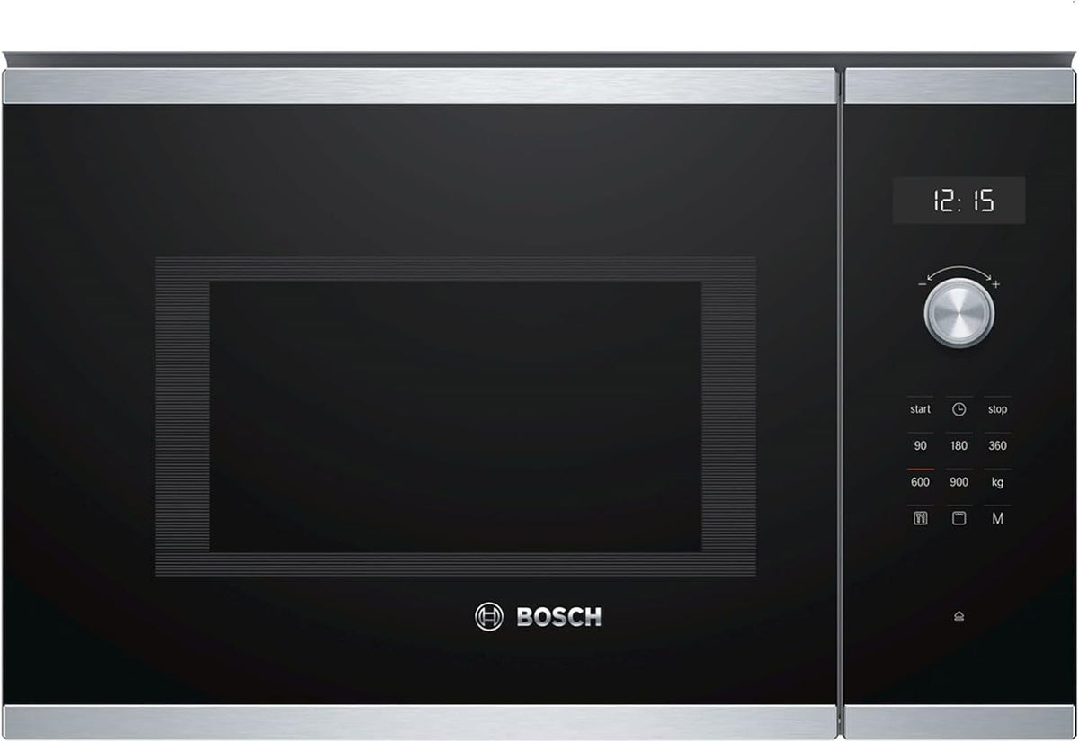 Bosch Mikrowelle, 38 x 59 cm, 31,5 cm, 900 W, Silber, BEL554MS0 Serie 6 Einbau-, Drehteller, Türanschlag Links, AutoPilot 8 8 Automatikprogramme