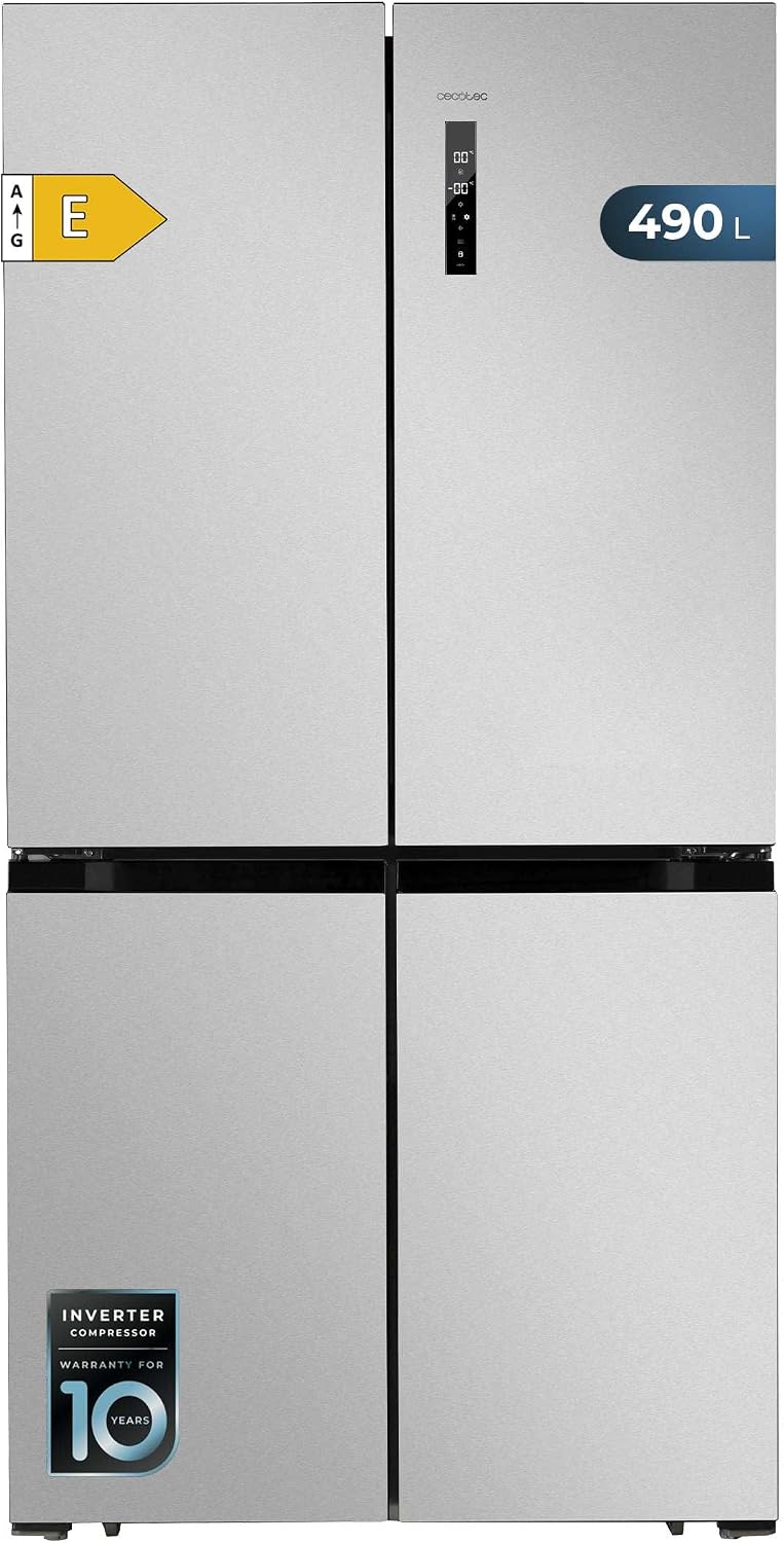 Cecotec Kühlschrank, 183 cm, 564 l, 91 cm, Silber, Amerikanischer, 4 Türen, Edelstahl, Bolero, CoolMarket, 4D 564