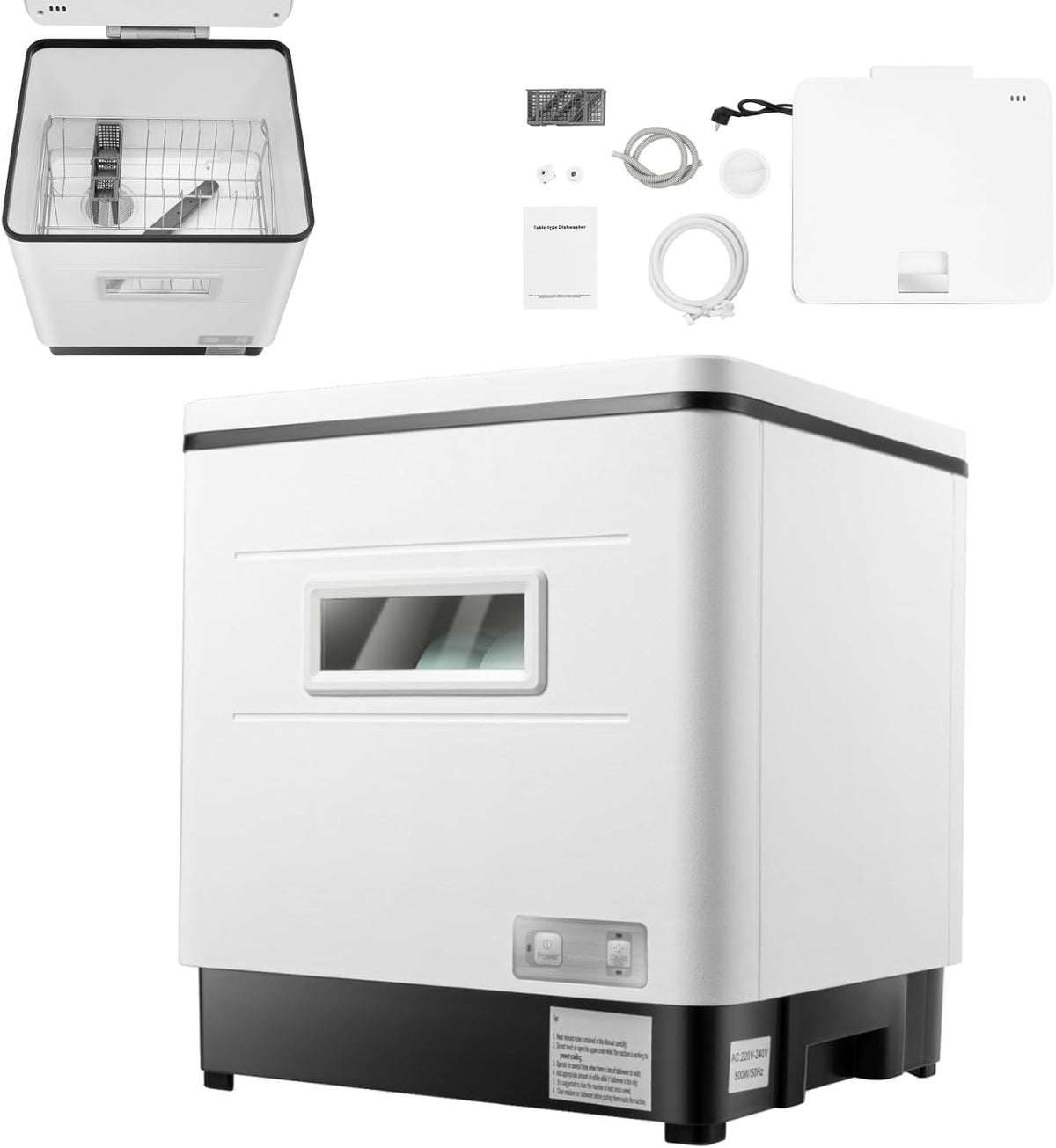 800 W Geschirrspüler, ungefähr 55 dB (5m/16.4ft entfernt), 800 W, Lebensmittelqualität PP, 201 Edelstahl, Silber
