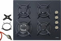 Phönix Gasherd, Schwarz, PG-604ST Gaskochfeld 4 flammig Glas Gaskocher Einbauherd +