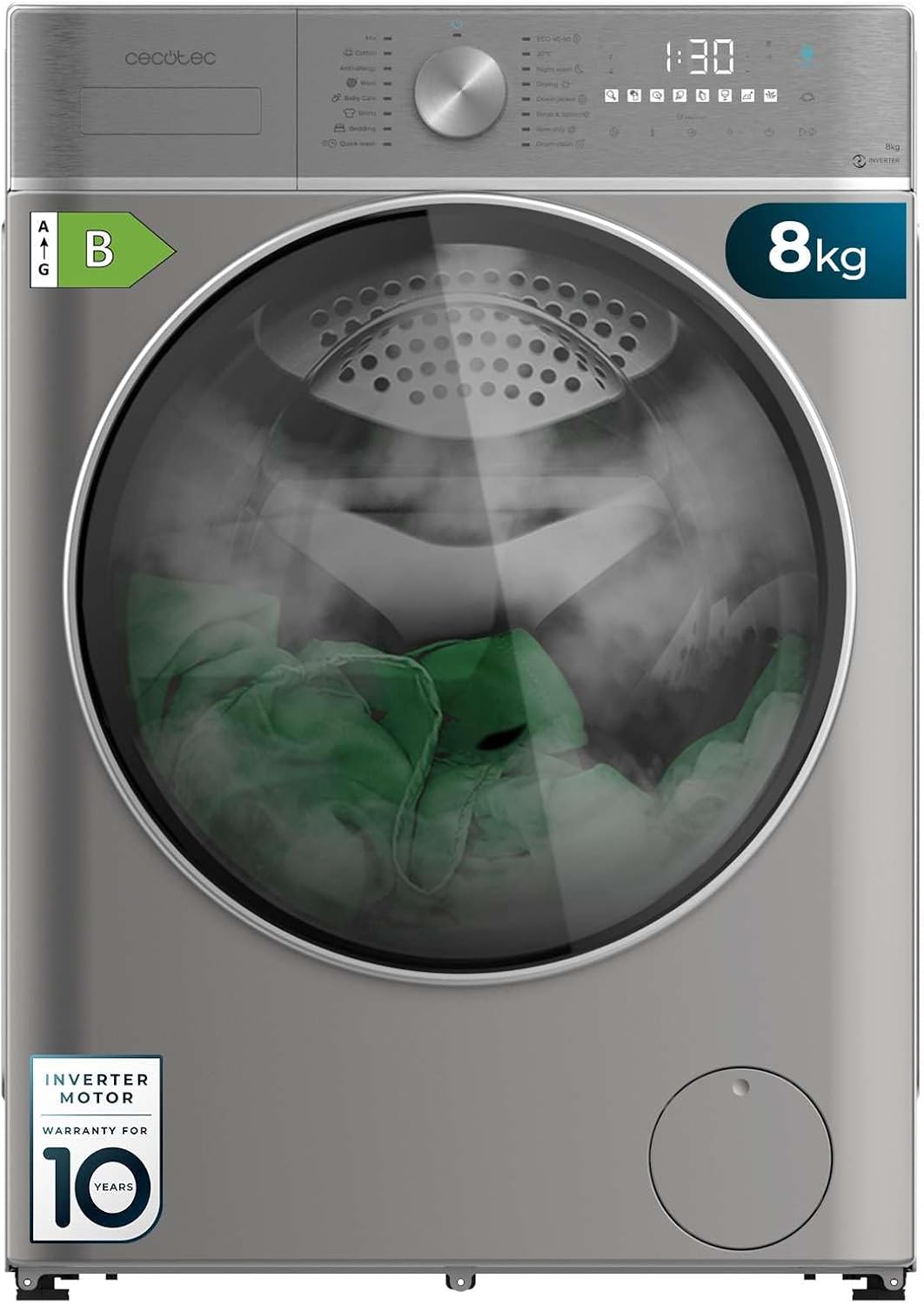 Cecotec Waschtrockner, 5 kg, Weiß, 8- Bolero Wash&Dry 8590 Inverter Steel Max