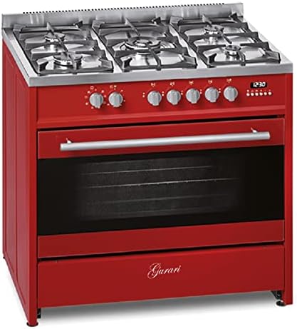 Gurari Gasherd, 90 cm, Rot, mit Elektrobackofen GCH E 911 R Gas Elektro Standherd