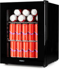 PRIMO Mini-Kühlschrank, 33 L, Schwarz, PR193BC Getränkekühlschrank Minibar Glastür Freistehend C
