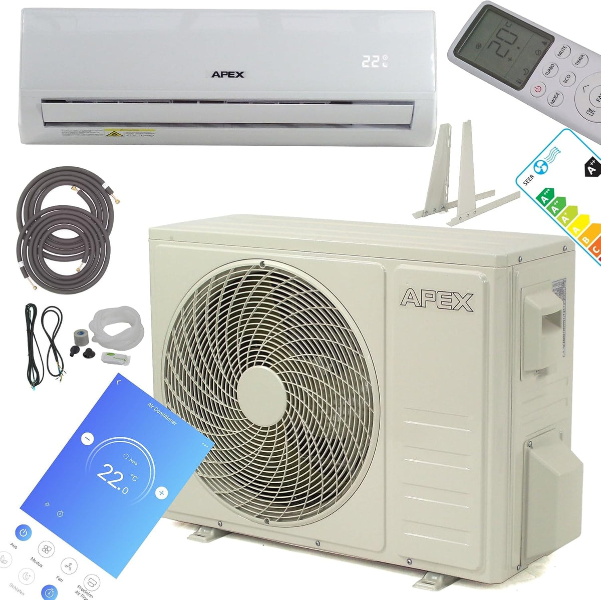 Split-Klimaanlage, 5140 W, Weiß, Split Klimaanlage Klimagerät 4-in-1 18000 BTU Heizfunktion
