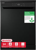Sharp Geschirrspüler, 60 cm, 42 dB, Schwarz, QW-NA3YF42AM-DE freistehend, 14 Maßgedecke, SteamWash, DualProWash