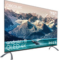 Cecotec Fernseher, 10 W, Schwarz, Smart TV, QLED- 75' Smart TV V2-Serie VQU20075S. 4K UHD, Android 11, Rahmenloses Design