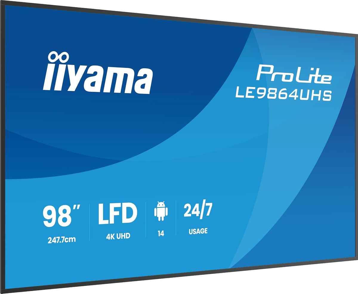 Digital-Signage-Display, 247.7 cm, Schwarz, iiyama Prolite LE9864UHS-B1AG 98' Digital Signage Display