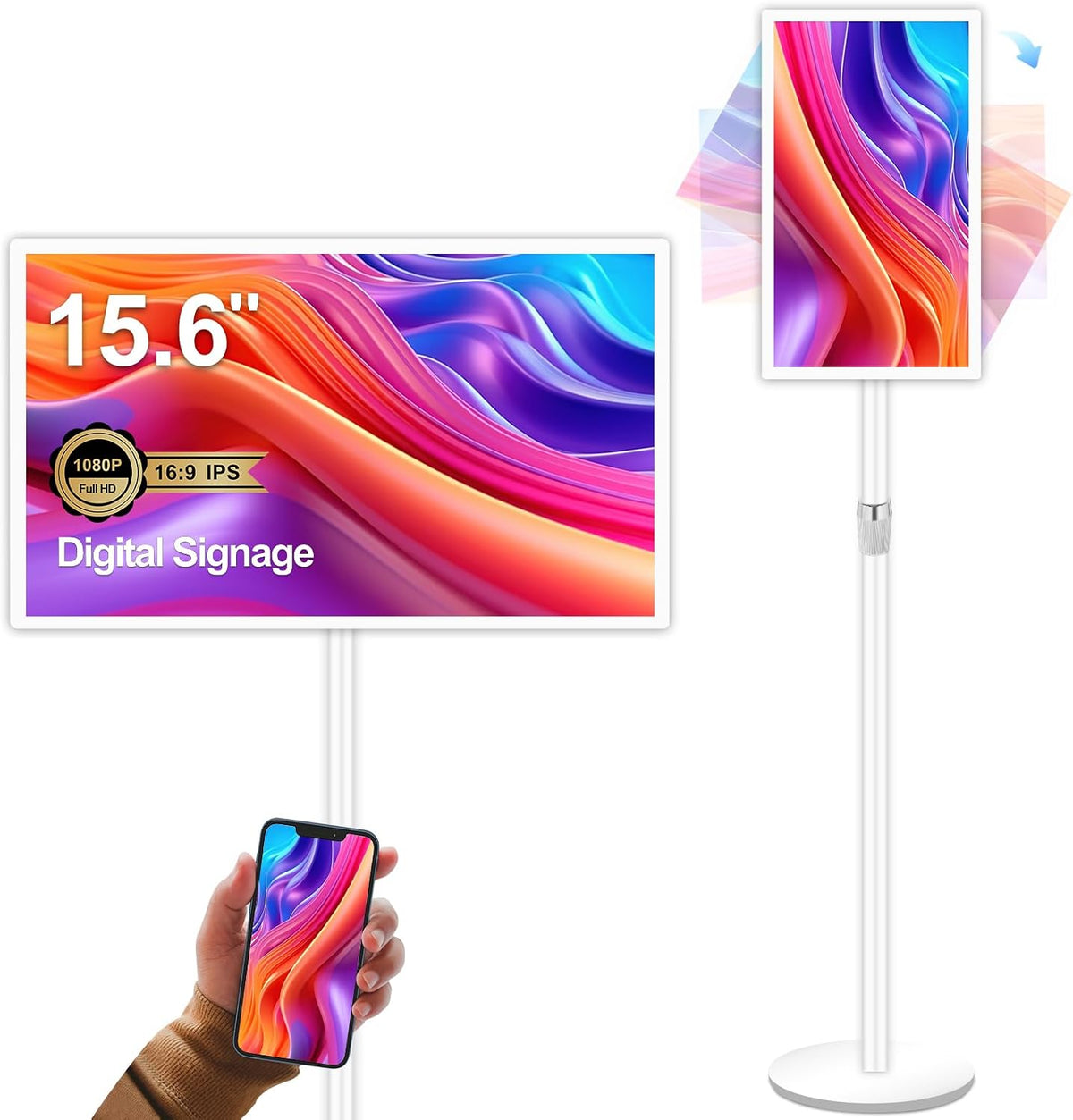 39 Digital-Signage-Display, 15,6 Zoll, 39,6 cm, Schwarz, 6 cm Digital Signage Display 10.000 mAh kapazitiver