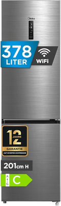 Midea Kühlschrank, 201 cm, 378 L, 38 dB, Weiß, mit Gefrierfach, WiFi, EEK C, NoFrost
