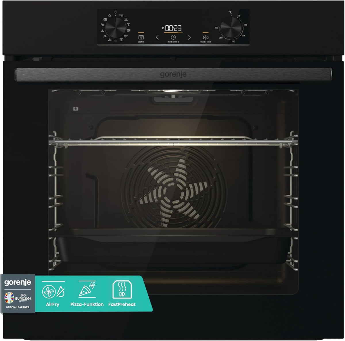 Gorenje Backofen, 77 Liter, Schwarz, BPS 6737 E02B Einbau-, Pyrolyse, Heißluft, ExtraSteam, Gentle Close & Open