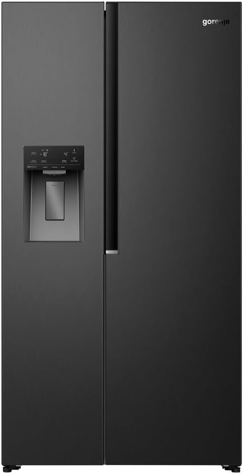 Gorenje Side-by-Side-Kühlschrank, 91,1×178,6×62,4 cm, 528 L, Schwarz, NRS917E61BX Side-by-Side mit Eis-, Crushed-und Wasserspender