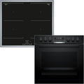Bosch Kochfeld, 60 x 60 cm, Schwarz, HND675LS62 Einbauherd-Set, Bestehend aus HEG578BB4 Herd, Air Fry, 3D Heißluft