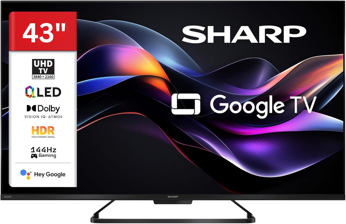 SHARP Fernseher, 43 Zoll, Schwarz, Smart TV, 43HR7765E QLED Google TV 4K UHD Smart TV 144 Hz HDR