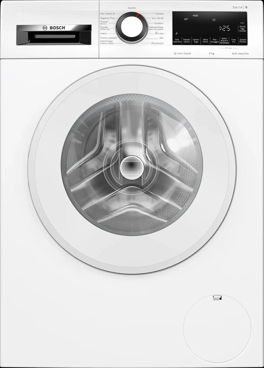 Bosch Waschmaschine, 9 kg, Weiß, WGG244Z6IT, 1400 Umdrehungen, freistehend, Energieeffizienzklasse A