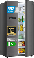 Midea Side-by-Side-Kühlschrank, 592 L, 35 dB, Silber, No Frost, Humidity Control