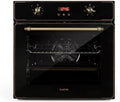 Klarstein Backofen, 70 L, Schwarz, Elizabeth - Elektrischer Einbau, Retro-Design, EEK A, Autark, Umluft/Ober- / Unterhitze/Grill