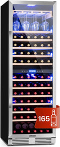 Klarstein Weinkühlschrank, 433 L, Schwarz, Einbau-, 2 Zonen Getränkekühlschrank Klein, Kleiner Weinschrank, Wein-Kühlschrank Klein mit Glastür