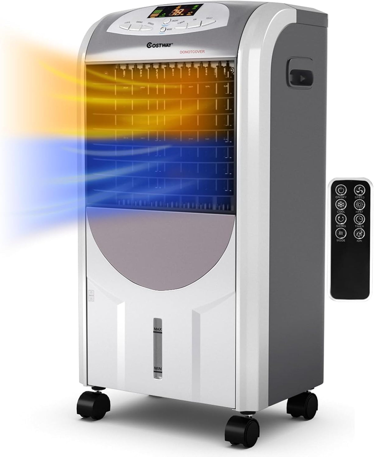 COSTWAY Mobiles Klimagerät, 2000 W, PP, Weiß, Luftkühler tragbar, Verdunstungskühler mobil Klimaanlage