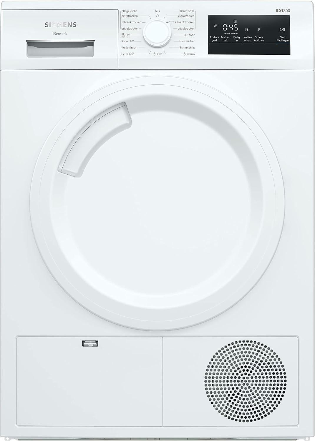 Siemens Wärmepumpentrockner, 7 kg, Weiß, WT43HV03 für Wäsche, iQ300, 212 kWh pro Jahr, autoDry, Outdoor-Programm
