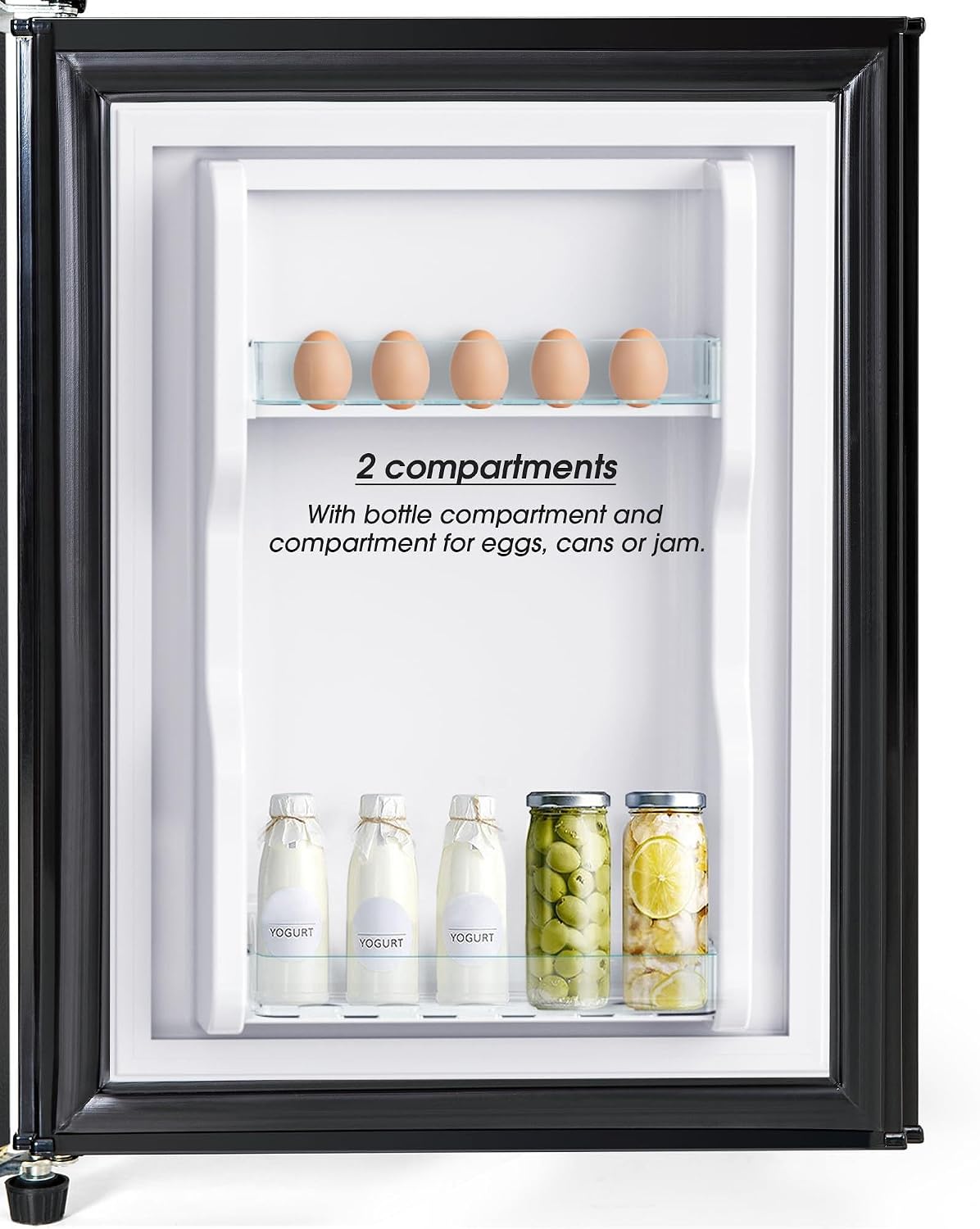 Gecheer Kühl-Gefrierkombination, 86,8 cm, 60 L, Schwarz, Premium, Doppeltür, 7 Temperaturstufen, Mini-Kühlschrank