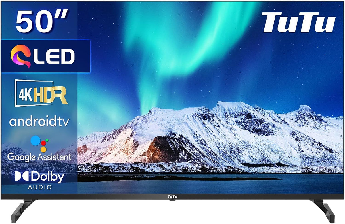 TuTu Fernseher, 50 Zoll, 126 cm, Schwarz, Smart TV, TUQ50UN1 , QLED 4K UHD Smart TV, Android TV mit WLAN, Bluetooth