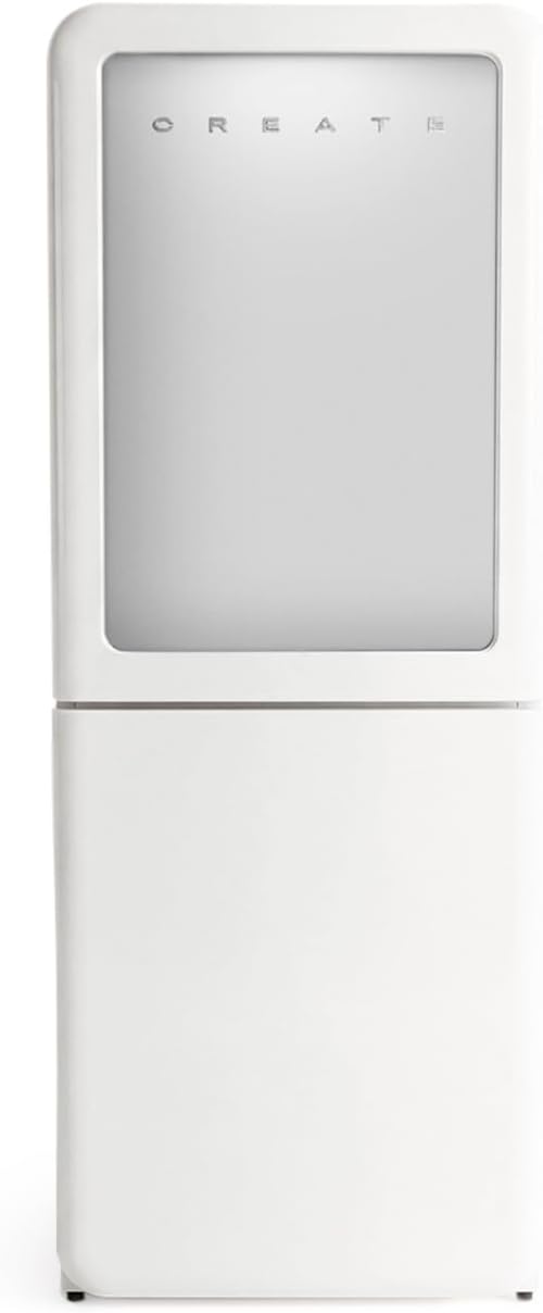 CREATE Kühlschrank, 190 W, 401 L, Weiß, / FRIDGE RETRO KNOCK / Kombi- mit em Sichtfenster / No Frost, Inverter-Technologie