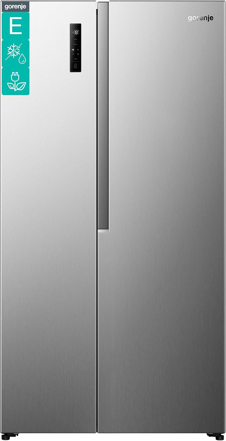 Gorenje Side-by-Side-Kühlschrank, 91,1×178,6×61,5 cm, 544 L, Silber, NRS917E41X Side-by-Side, PureFlat Serie, XXL Gefrierschulbladen