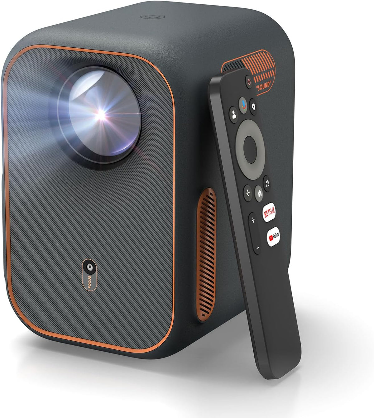 WEMAX Beamer, Schwarz, Mini mit Netflix Zertifizierung & Google TV, Tragbarer Projektor 4K, 1080P Native Smart Projektor mit Dolby Audio