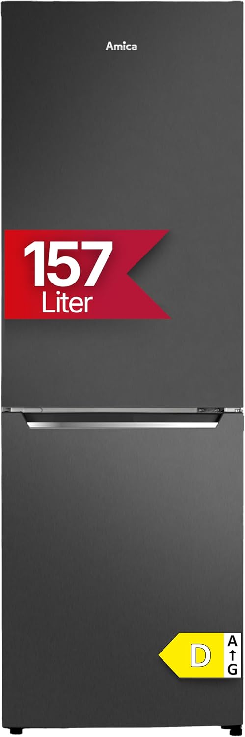 Amica Kühl-Gefrierkombination, 144x47,4x49,5 cm, 157 L, Schwarz, freistehend FrostControl LED‑Beleuchtung Elektronische
