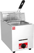 Professionelle Herd, Silber, Gasfritteuse aus Edelstahl, Tischgerät, Einzylinder, tief, für Frittierkorb, gebratenes Hähnchen und Fisch