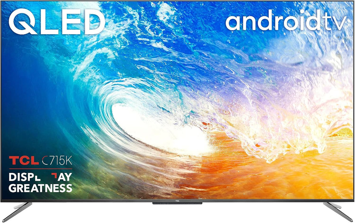 TCL Fernseher, 50 Zoll, Schwarz, 50C715K QLED-, 4K Ultra HD HDR 10+ Dolby Vision, Smart Android TV mit Freeview Play