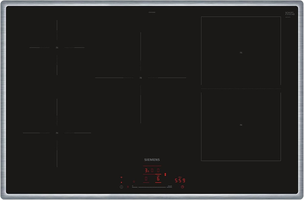 Siemens Kochfeld, 80 cm, Schwarz, iQ500 Smartes Induktions Kombi-Induktion ED845HWB1E