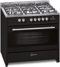 Gurari Gasherd, 90 cm, Schwarz, mit Elektrobackofen GCH E 911 BL Gas Standherd