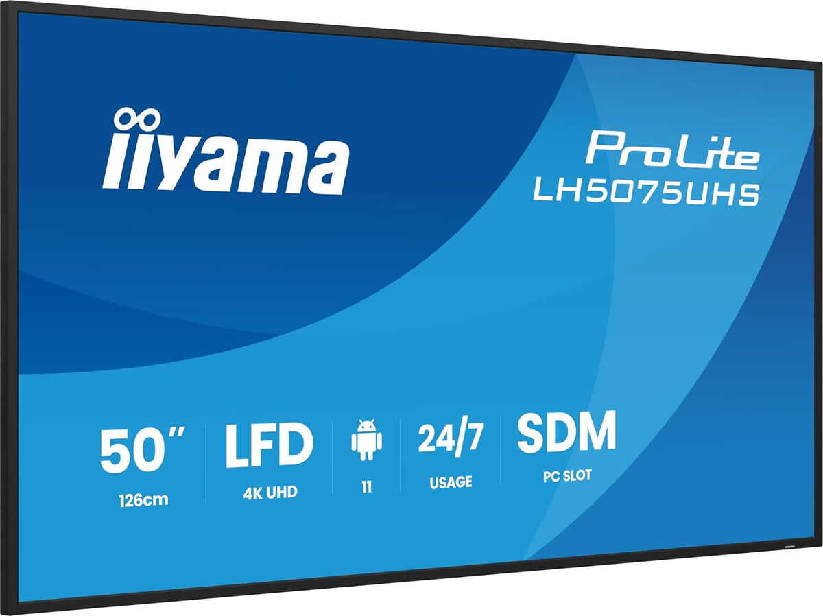 Digital-Signage-Display, 125,7 cm, Schwarz, iiyama Prolite LH5075UHS-B2AG 49, 5' Digital Signage Display VA LED 4K UHD HDMI DP in/Out