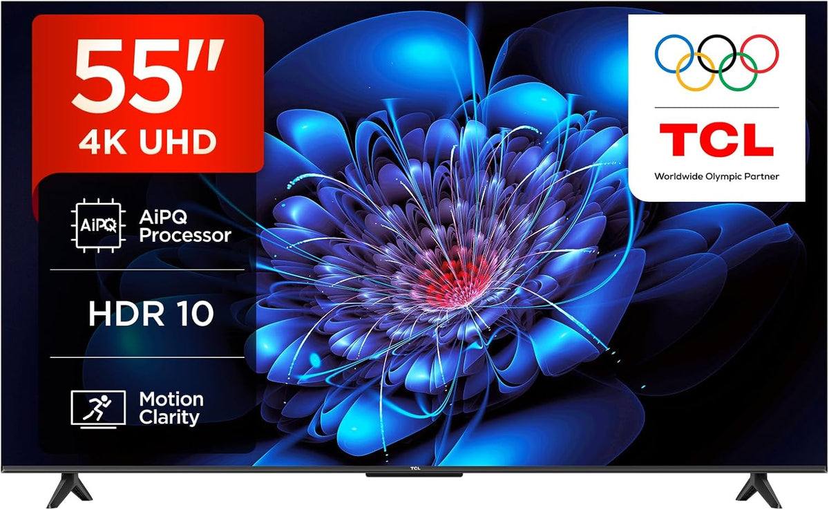 TCL Fernseher, 55 Zoll, Schwarz, Smart TV, 55P6K LED TV Direct, 4K HDR TV, Smart TV mit Google TV Technologie (Dolby Audio