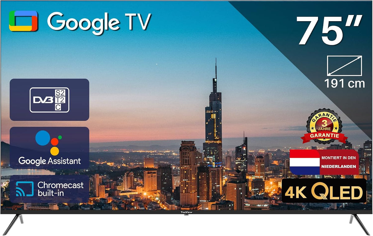 TEEVIEW Fernseher, Schwarz, Smart TV, Google Smart TV