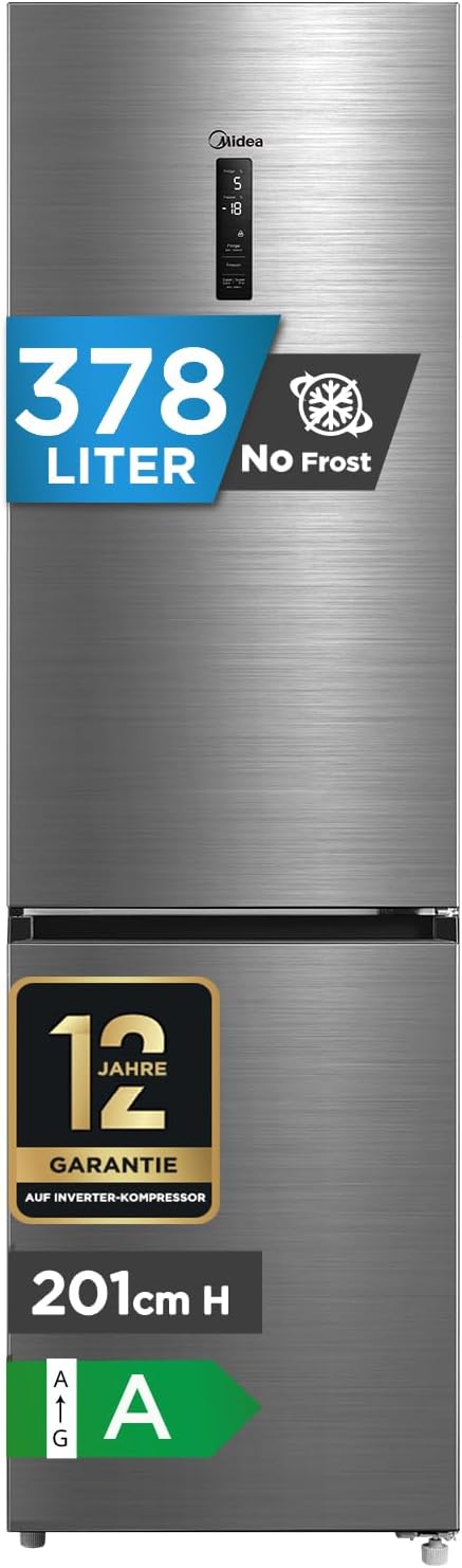 Midea Kühl-Gefrierkombination, 201 cm, 378 l, Weiß, MDRB521MGA46D Kühl-Gefrier-Kombination NoFrost Kl. A