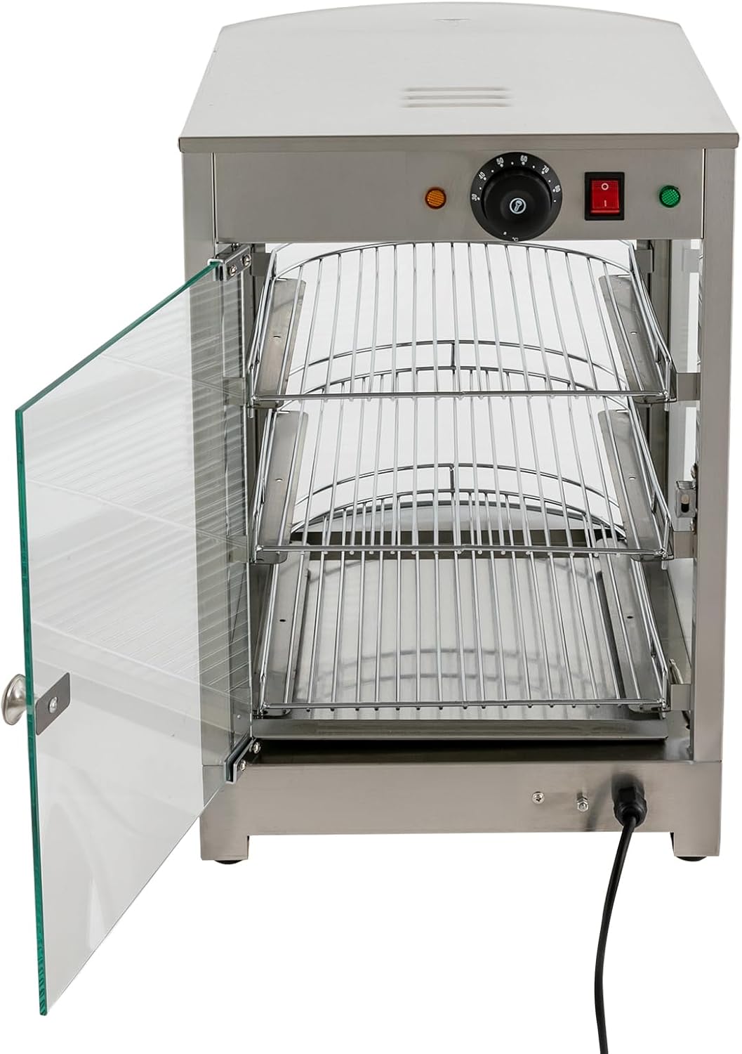 Wohnzimmerschrank Warmhaltevitrine, 50 L/13.21gal, 0.8KW, 201 Edelstahl, gehärtetes Glas, Grau