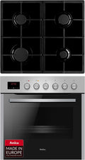 Amica Kochfeld, 60 cm, 65 L, Silber, Einbauherd Set Gas Edelstahl EHEG 934 112 E
