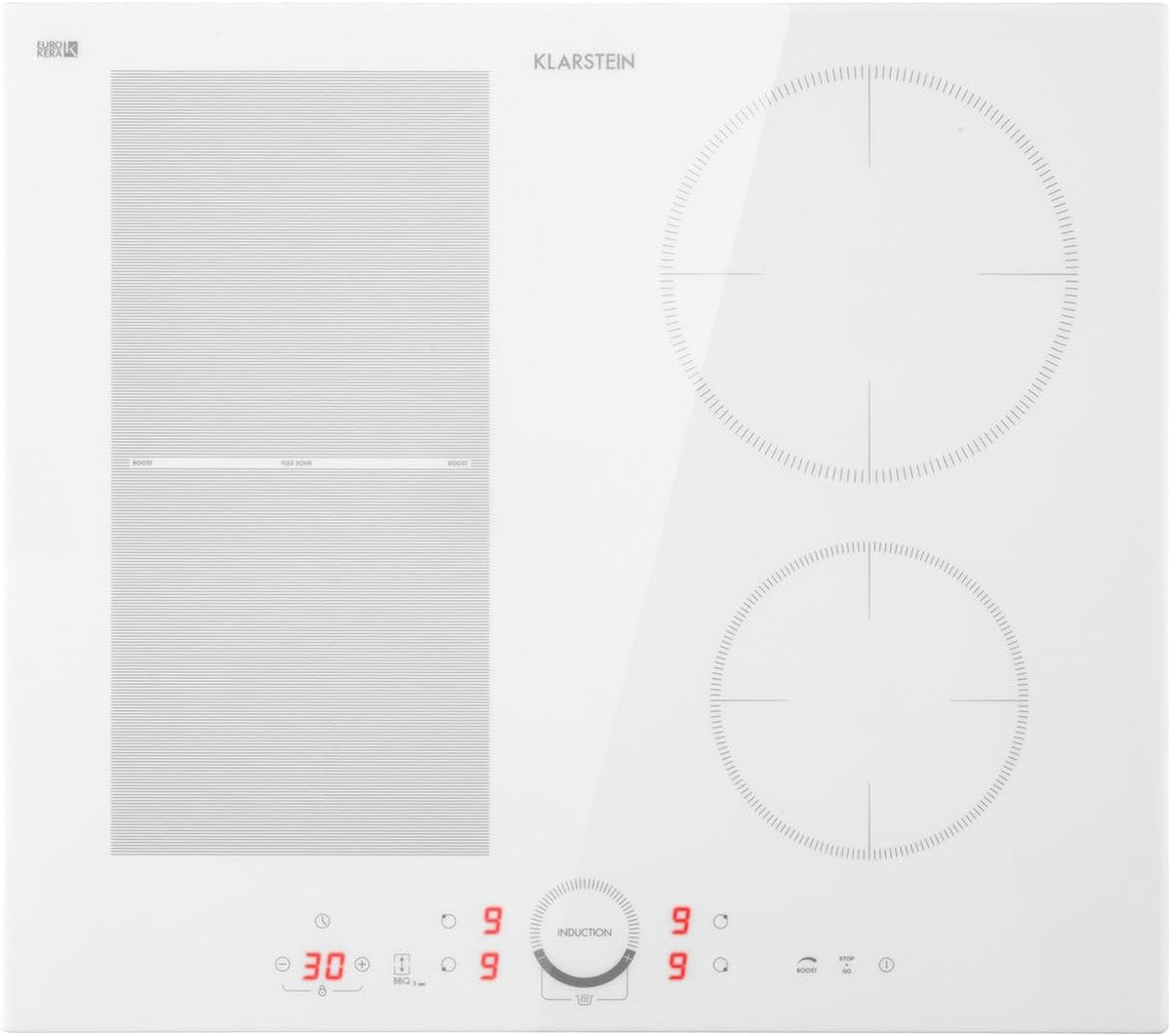 Klarstein Kochfeld, Schwarz, Delicatessa 60 Hybrid Induktions - Induktions mit 4 Platten, mit Touch-Display, Digitalanzeige und Timer-Funktion