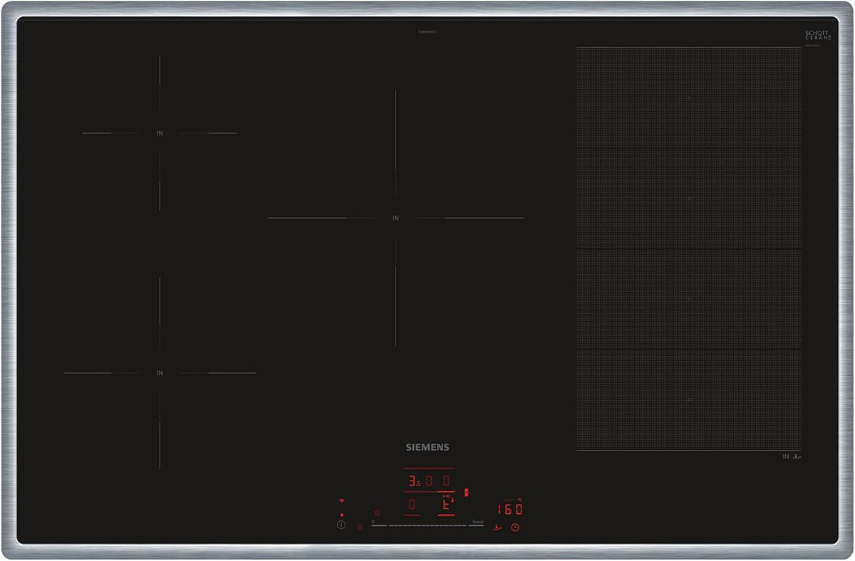 Siemens Kochfeld, 80 cm, Schwarz, iQ700 Smartes Induktions varioInduktion EX845HVC1E