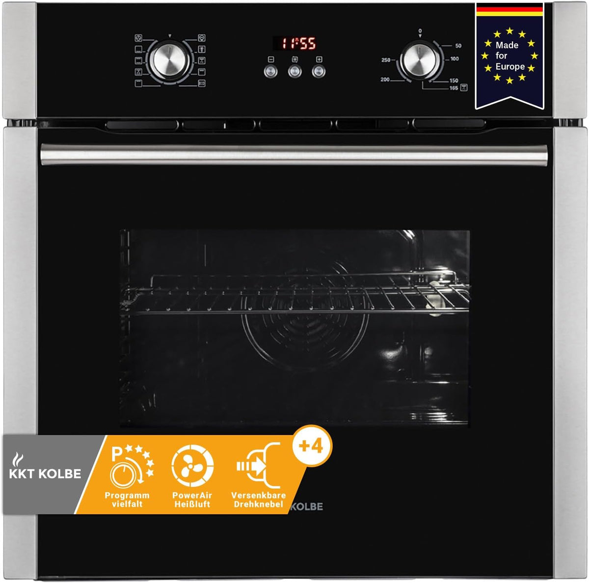 KKT Backofen, 60 cm, 70 L, Schwarz/Silber, KOLBE Einbau BO8805SS