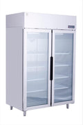 METRO Gefrierschrank, 906 L, Silber, Professional Doppeltüriger GFR1400G, Glastür, 10 Einlegeböden, LED-Beleuchtung