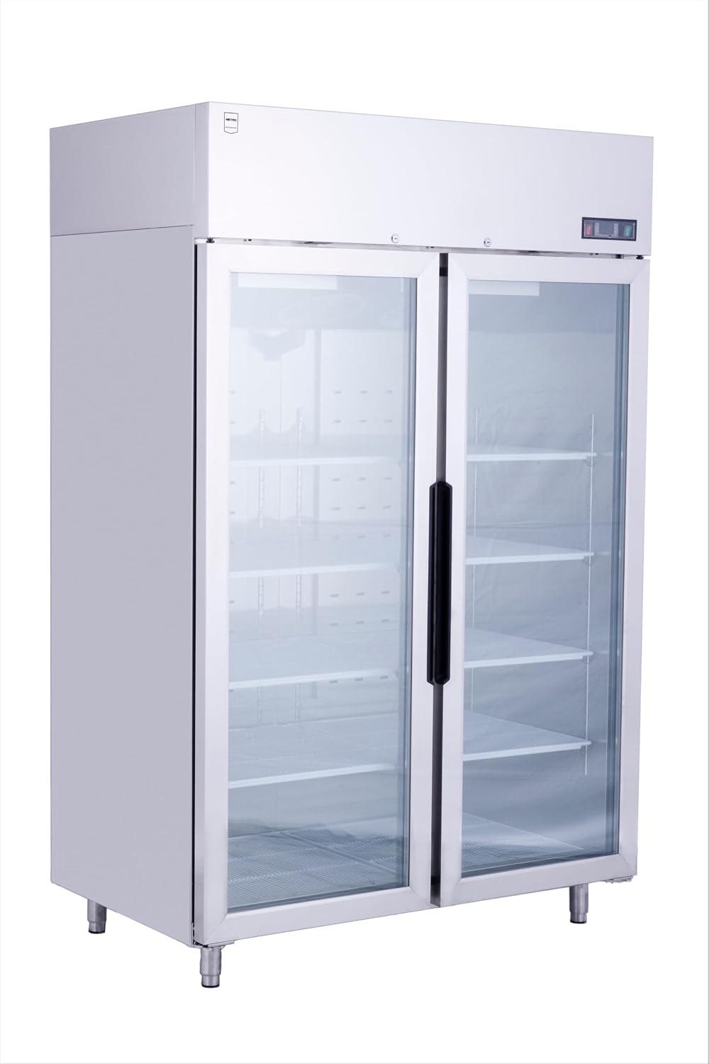 METRO Gefrierschrank, 906 L, Silber, Professional Doppeltüriger GFR1400G, Glastür, 10 Einlegeböden, LED-Beleuchtung