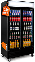 GastroHero Getränkekühlschrank, 630 L, Weiß, Leuchtaufsatz, Klapptüren SC-630FH