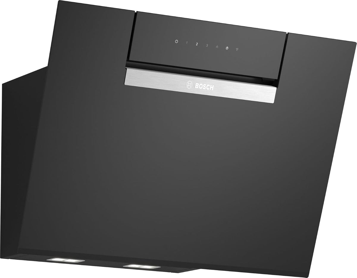 Bosch Kochfeld, 60 cm, Schwarz, DWJ67FN60, Serie 4 Smarte Dunstabzughaube, breit, Wandesse Made in Germany, Umluft