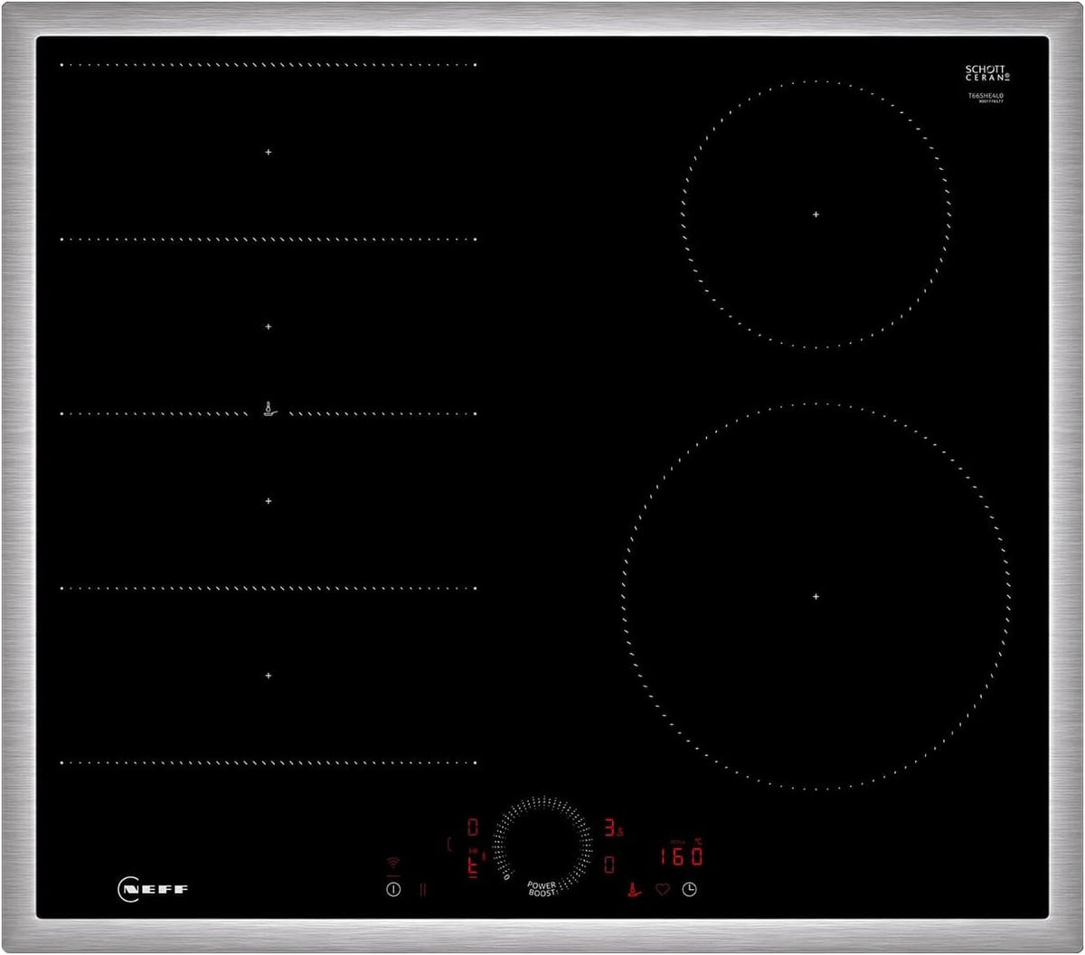 NEFF Kochfeld, 60 cm, Schwarz, T66SHE4L0, N 70, Induktions, autarkes Glaskeramik- breit, Twist Touch, Flex Induction